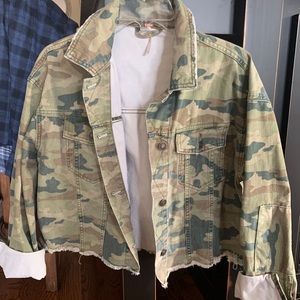 Free People Camo Jean Jacket